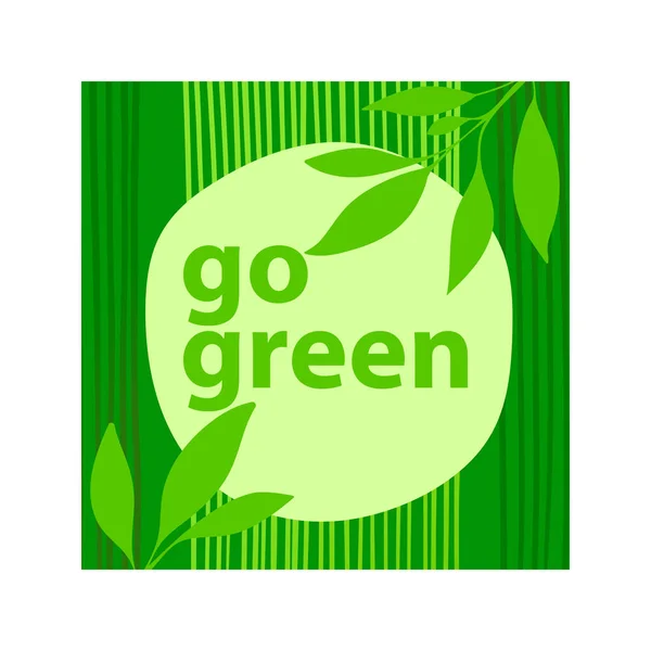 Vai Verde Cartaz Minimalista Para Dia Terra Galhos Lâminas Grama — Vetor de Stock