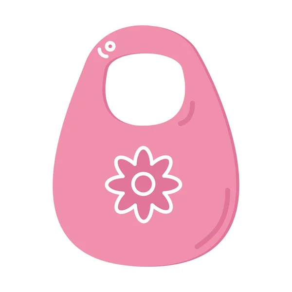 Bavoir Rose Pour Bébés Filles Avec Des Fleurs Icône Colorée — Image vectorielle