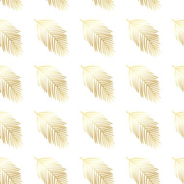 Altın palmiye pürüzsüz bir iz bırakır. Pulm yaprağıyla geometrik desen. Vektör illüstrasyonu