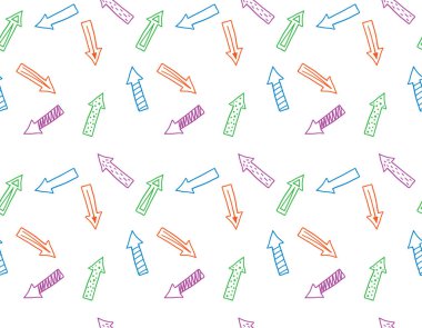 Karalama okları. Çok renkli, pürüzsüz desen. Vektör illüstrasyonu