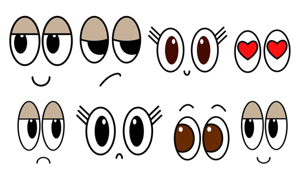 Emoção Personagem Retrô Engraçado Olhos Com Boca Posta Ilustração Vetorial — Vetor de Stock
