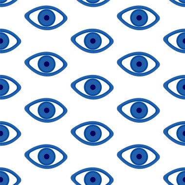 Mavi kem göz kusursuz desen. Vektör illüstrasyonu