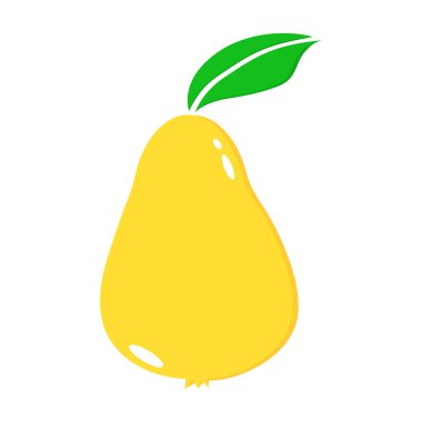 Beyaz arka planda izole edilmiş sarı olgun armut meyve ikonu. Armut logosu. Vektör illüstrasyonu