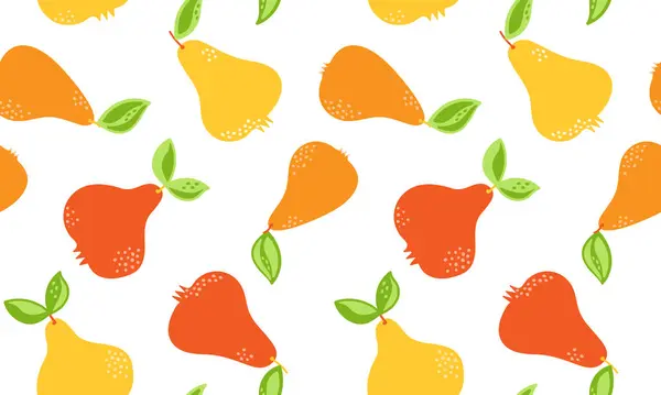 Pears Seamless Pattern Colorful Pears Fruits Background Texture Doodle Elements — Stock Vector