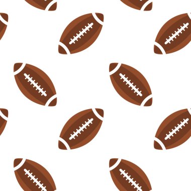 Ragbi topu. Amerikan futbol topunun pürüzsüz deseni. Okuldaki spor haberleri. Spor geçmişi. Vektör illüstrasyonu