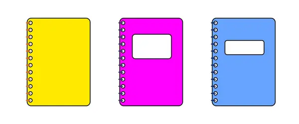 Cuaderno Espiral Conjunto Cuadernos Resorte Con Una Ventana Para Texto — Vector de stock