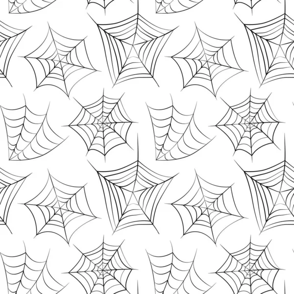 Patrón Sin Costuras Cobweb Tela Araña Halloween Ilustración Vectorial — Vector de stock