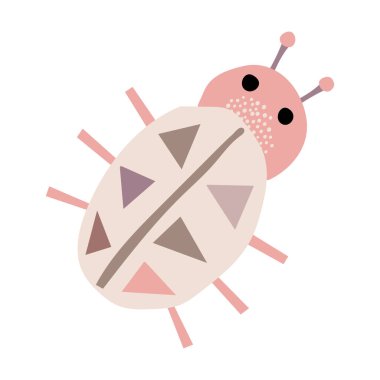 Komik böcek gitti. Kartlar, şablonlar, davetiyeler, posterler, tekstil, kıyafetler, tişörtler için çocuksu tasarım unsuru. Vektör illüstrasyonu