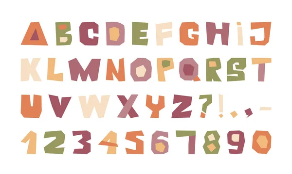 Κόψε Αλφάβητο Παιδικό Στυλ Πολύχρωμο Χαρτί Κοπεί Γραμματοσειρά Αλφαβητικά Γράμματα — Διανυσματικό Αρχείο