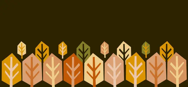 Зелено Коричневий Довгий Фон Деревами Простір Тексту Дизайн Святковий Осінній — стоковий вектор