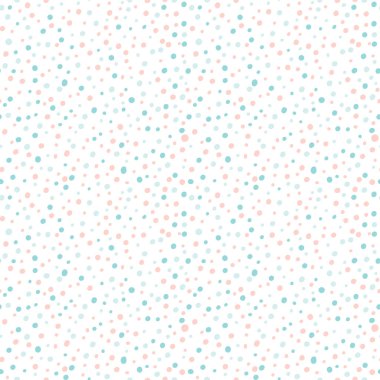 Benekli nokta hassas, pürüzsüz deseni şekillendirir. Pembe ve mavi noktalı desen. Kağıt, kapak, kumaş, iç dekorasyon ve tekstil için pastel renkler tasarla. Vektör illüstrasyonu