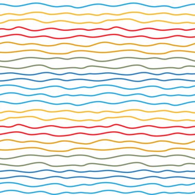 Simple seamless pattern of wavy lines. Multi-colored rainbow background for decoration, fabrics, textiles, paper. Vector illustration clipart