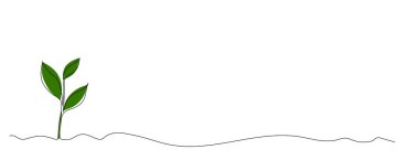 Yerin altından sürekli bir taze filizlenme çizgisi çıkıyor. Düzenlenebilir satır. Büyümeyi, doğayı ve yeni başlangıçları sembolize eder. Çevre dostu ve organik temalar için. Vektör illüstrasyonu