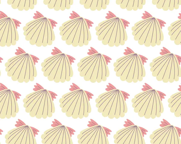 Kabukları pastel renklerde, pürüzsüz desenli. Basit ve zarif bir deniz tasarımı. Tekstil, duvar kağıtları, ambalaj kağıtları ve plajdan esinlenilen projeler için. Vektör illüstrasyonu