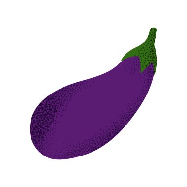 Yeşil saplı patlıcan. Çiftlik, yiyecek ya da vejetaryen temalar için düz dokulu tasarım. Vektör illüstrasyonu