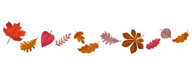 Sonbahar çelengi, beyaz arka planda renkli el yapımı yapraklar. Mevsimlik dekorasyon, afişler ya da tebrik kartları için düz çizimler. Vektör illüstrasyonu