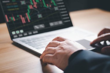 İş adamı, Forex ticaret grafiği finansal verileri, iş finans teknolojisi ve yatırım alım-satımı yatırımcısı, Borsa Yatırım Fonları ve Dijital Varlıklar 'ı analiz ediyor. 