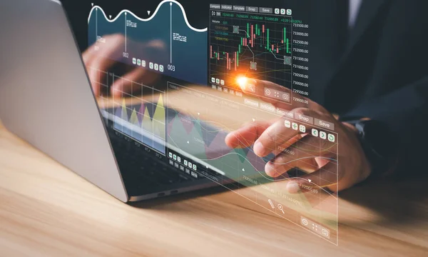 Zakenman Analyseren Forex Trading Grafiek Financiële Gegevens Business Finance Technologie — Stockfoto