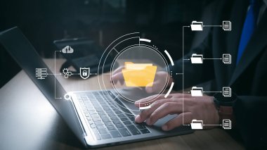 Belge Yönetim Sistemi (DMS), İşadamı kağıdı aramak, depolamak, arşivlemek ve azaltmak için dijital belgeleri kullanır. Kâğıtsız ofis için çözüm. Dijital iş güvenliği süreci.