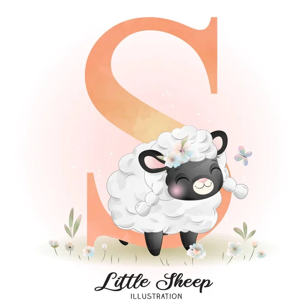 水彩画の小羊 — ストックベクタ