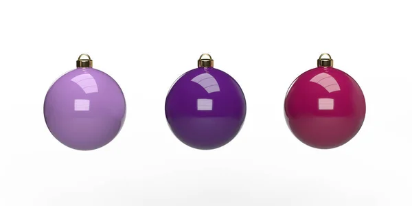 Hermosa Tabla Bolas Navidad Púrpura Bolas Sobre Fondo Blanco Espacio — Foto de Stock