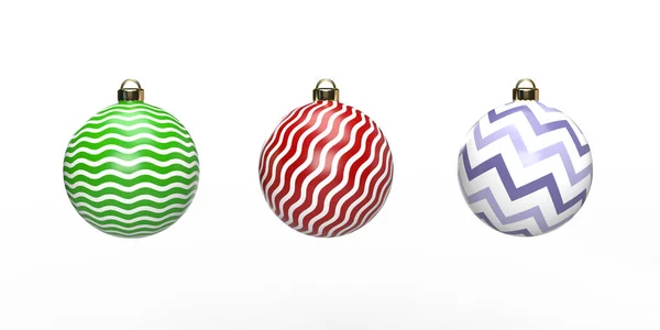 Hermosas Bolas Navidad Geométricas Coloridas Bolas Fondo Blanco Espacio Copia — Foto de Stock