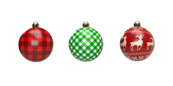 色彩艳丽的圣诞主题球 背景洁白 复制空间和剪贴路径 现实的圣诞玻璃装饰3D渲染 礼品卡 传单模板 — 图库照片