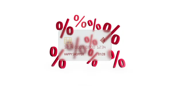 Credit Card Earning Percentage Points Blank Plastic Cash Render Illustration Images De Stock Libres De Droits