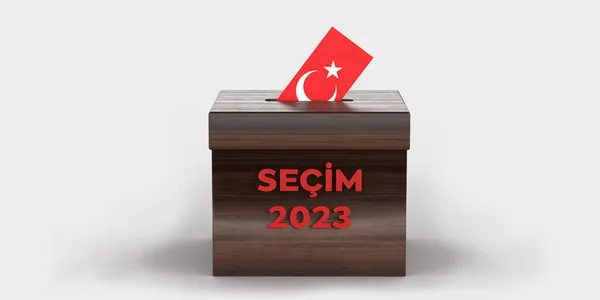 Bandera Turca Diseñada Sobre Turkish Election 2023 Balota Texto Vista — Foto de Stock