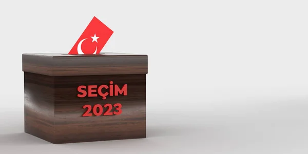 Bandera Turca Diseñada Sobre Turkish Election 2023 Balota Texto Vista —  Fotos de Stock