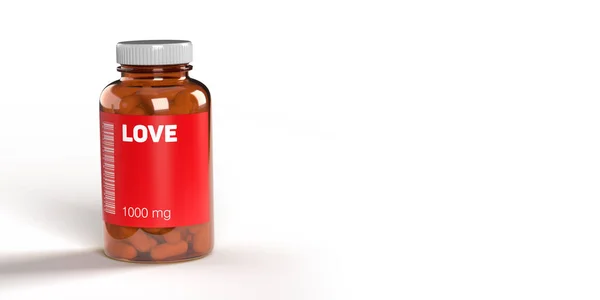 Pilules Médicaments Red Love Flacon Avec Code Barres Sur Fond Image En Vente