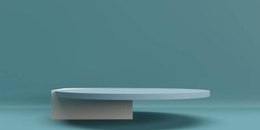 Terfi aşaması. Yarı daire ürün sunum platformu, geometrik kaide duruşu. Gerçekçi 3D canlandırma podyum arkaplanı, kopyalama alanı. Asgari sahne modelleme sahnesini soyut göster. 