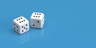 Kumar ve risk kavramı. 3D oluşturulmuş, beyaz renk mavi arkaplanda iki çizgi ve büyük kopya alanı.