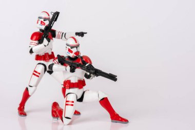 Düsseldorf, Almanya, 08.30.2024: Fırtına Birlikleri 'nin beyaz arka plandaki aksiyon figürü.