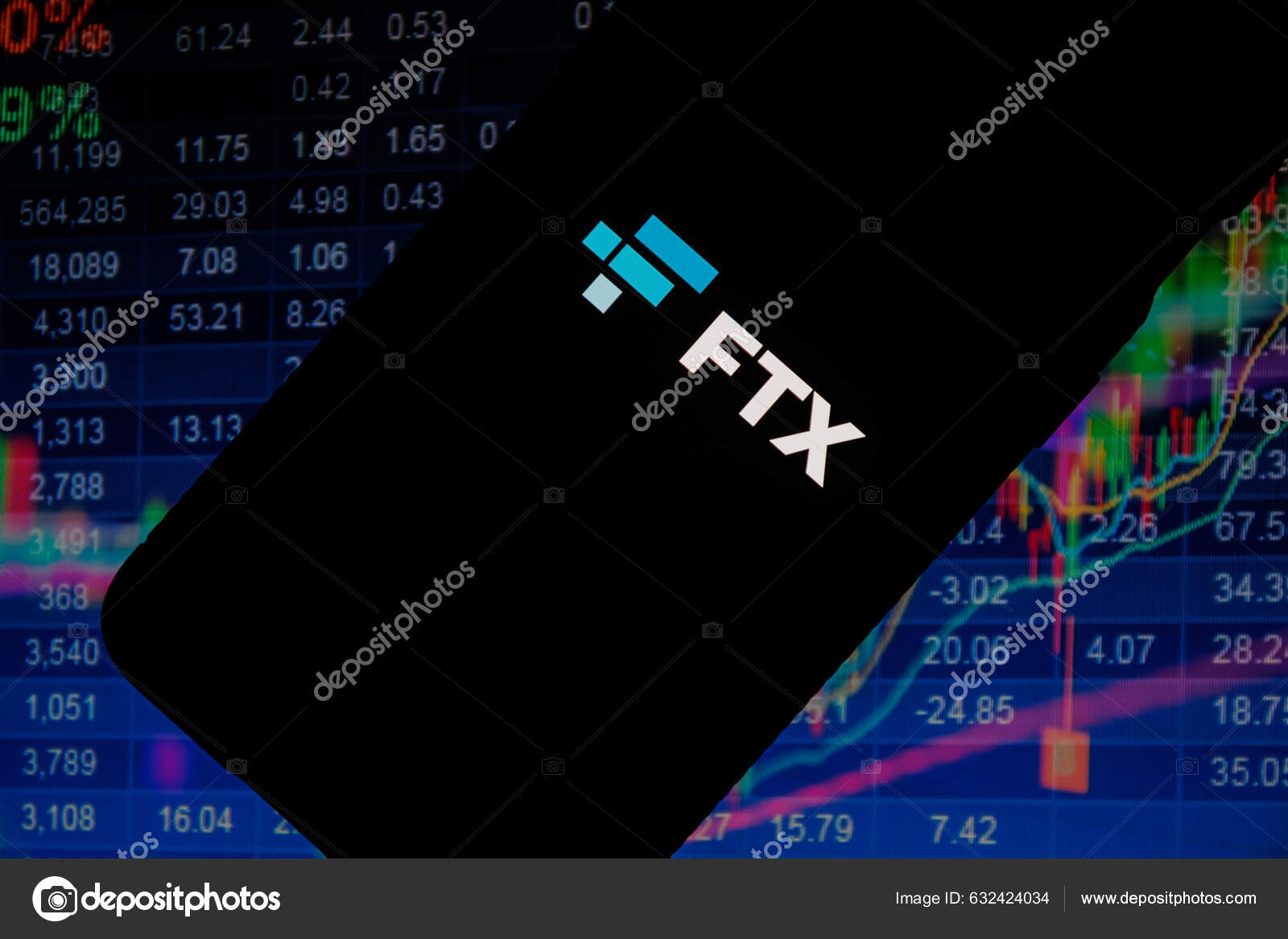 Ftx公司在股票背景的标志Ftx Trading Ltd 通常被称为Ftx Ftx Trading Ltd 是一家破产的公司曾经营过一家加密货币交易所——  库存社论照片©