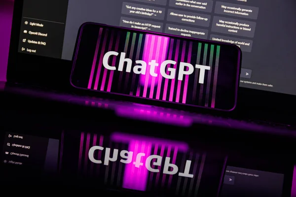 Chatgpt Computer Chat Gpt Artificial Intelligence Chatbot Which Launched Openai — Zdjęcie stockowe