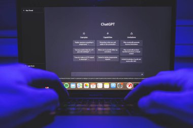ChatGPT on computer. Chat GPT is artificial intelligence AI chatbot which was launched by OpenAI. High quality photo