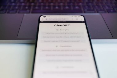 Vilnius, Lithuania - 2023 February 14: White Close-Up shot of OpenAI ChatGPT application chatbot