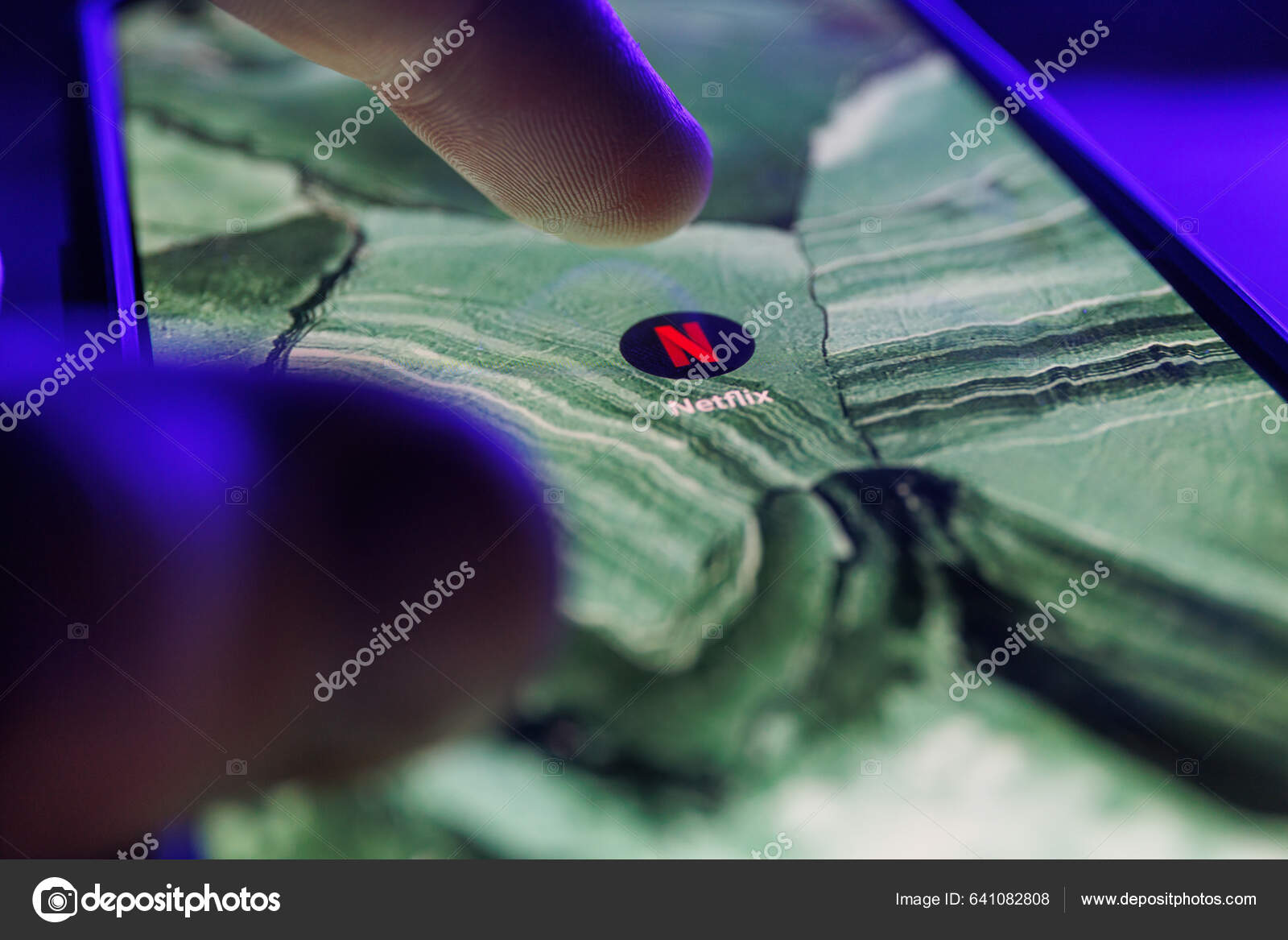 Paris France 2023 February Netflix App Smartphone Screen Close Shot