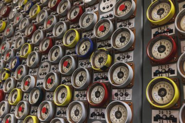Visaginas, Lithuania - 2023 February 26: Ignalina Nuclear power plant control panel. Identical control panel to Chernobyl power plant. High quality photo
