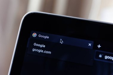 Kaunas, Litvanya - 12 Mart 2023: Google arama motoru web sitesi dizüstü bilgisayarda. Yüksek kalite fotoğraf