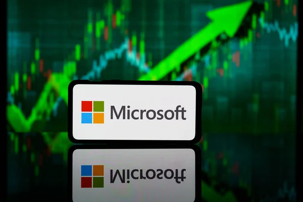 stock image New York, United States of America - 2023 March 10: Microsoft company on stock market. Microsoft financial success and profit