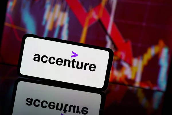 Paris Frankreich 2023 März Die Aktien Von Accenture Gehen Der — Stockfoto