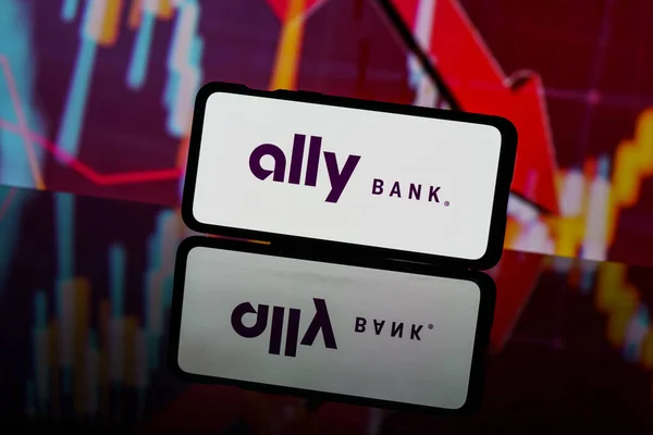 Kaunas Litauen 2023 März Logo Der Ally Bank Auf Rotem — Stockfoto
