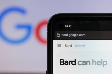 Kaunas, Lithuania - 2023 March 22: Google bard AI on screen. Google launched new Artificial intelligence chatbot Bard. High quality photo clipart