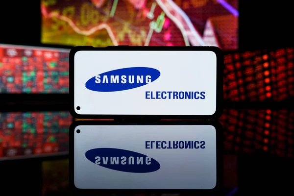 Paris Frankreich März 2023 Die Aktien Des Elektronikkonzerns Samsung Fallen — Stockfoto