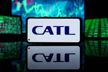New York, Amerika Birleşik Devletleri - 29 Mart 2023: CATL şirketi borsada. CATL finansal başarı ve kâr