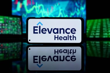 New York, Amerika Birleşik Devletleri - 29 Mart 2023: Elevance sağlık şirketi borsada. Elevance sağlık finansal başarı ve kâr