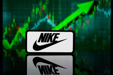 New York, Amerika Birleşik Devletleri - 10 Mart 2023: Nike şirketinin borsadaki büyümesi. NIke finansal başarısı. Yüksek kalite fotoğraf