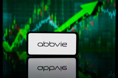 New York, Amerika Birleşik Devletleri - 10 Mart 2023: Abbvie şirketi borsada. abbvie finansal başarı ve kâr